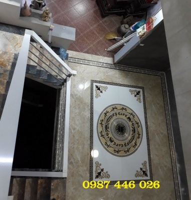Thảm gạch phòng khách khắc vàng HP02832