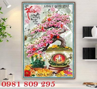 Tranh gạch 3d hoa đào