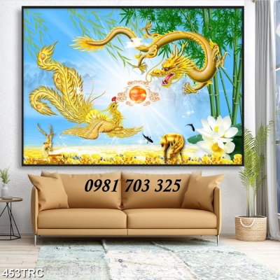 Gạch tranh 3D long phụng sum vầy