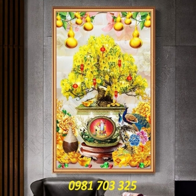 Tranh gạch 3d hoa mai trang trí