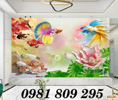 Gạch tranh 3d - tranh cá chép phong thủy