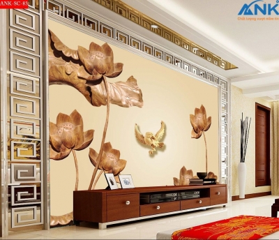 Tranh gạch 3d mẫu hoa sen - LFD3