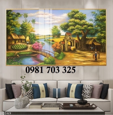 Tranh gạch phong cảnh đồng quê trang trí tường