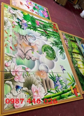 Gạch tranh 3d ốp tường đẹp phòng khách