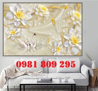 Gạch tranh 3d ốp tường hoa ngọc JHG6