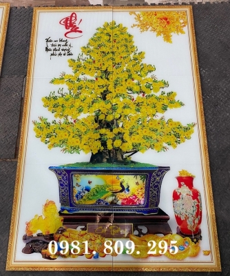 Gạch tranh 3D cây mai , gạch 3d hoa mai