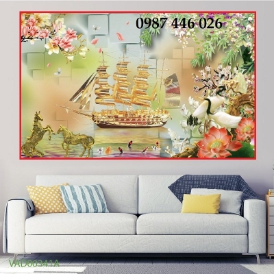 Tranh thuyền buồm gạch tranh 3d