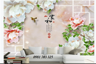 Tranh gạch men 3D hoa mẫu đơn