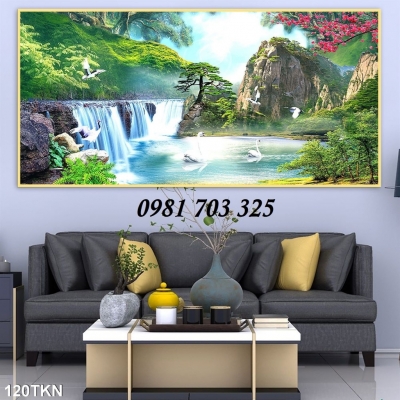 Gạch tranh đẹp thác nước trang trí 3D