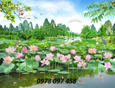 Gạch in 3D hoa sen
