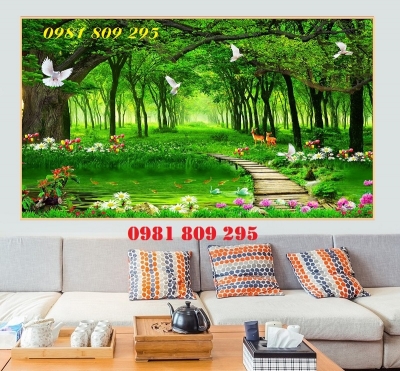 Mẫu tranh thiên nhiên , gạch 3d ốp tường