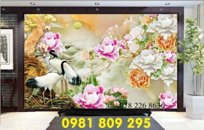 Tranh gạch, gạch ốp tường chim hạc nghênh khách HN3939