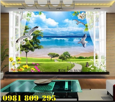 tranh cửa sổ - gạch tranh 3d phong cảnh