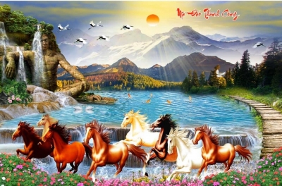 Tranh gạch men mã đáo thành công HP924