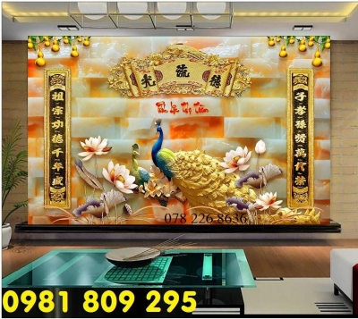 Gạch tranh 3d - tranh phòng thờ câu đối