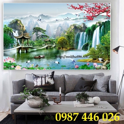 Tranh gạch men phong cảnh thác nước HP722