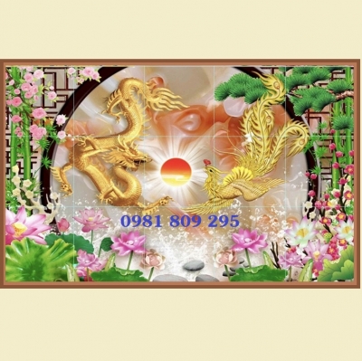 Gạch 3D rồng phượng trang trí nhà mồ HP32585