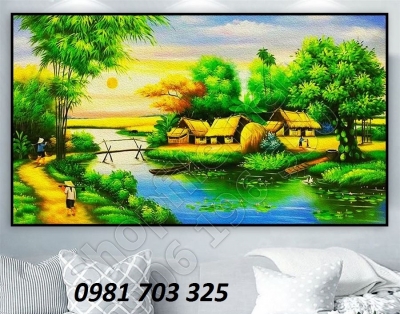 Tranh phong cảnh đồng quê ốp tường phòng khách