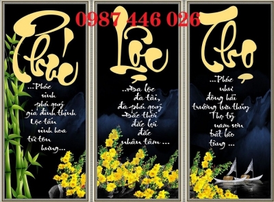 Gạch tranh chữ Phúc Lộc Thọ