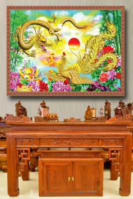 Tranh gạch 3d câu đối phòng thờ 543AS