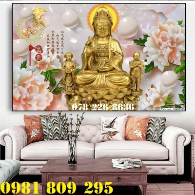 Gạch tranh 3d Phật Quan Âm - gạch tranh phòng thờ