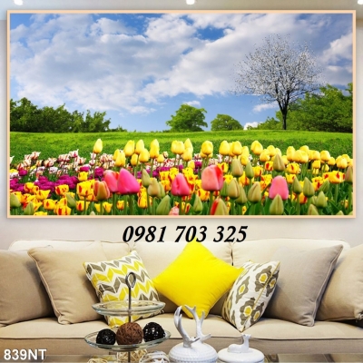 tranh phong cảnh- gạch tranh 3D cảnh vườn hoa
