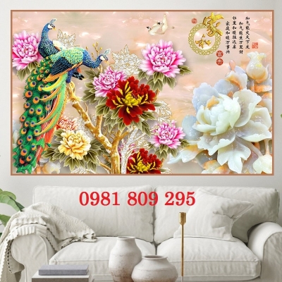 Tranh con công - gạch tranh ốp tường