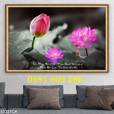 Gạch tranh hoa sen tranh 3d