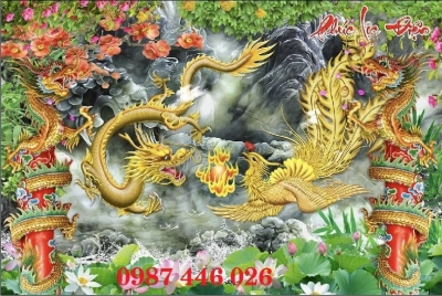 Gạch tranh rồng phượng ốp ban thờ
