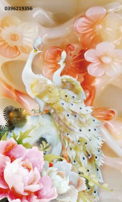 Tranh gạch chim công khổ đứng trang trí