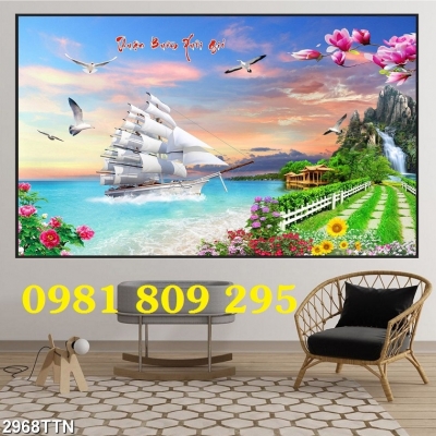 Gạch ốp tường , gạch men 3d thuyền buồm Hn838