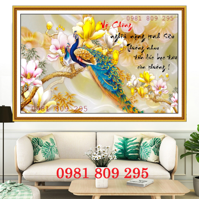 Tranh gạch 3d chim công đẹp