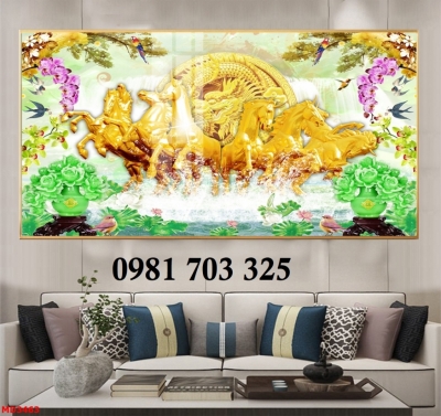 Gạch tranh phong thủy 3D bát mã