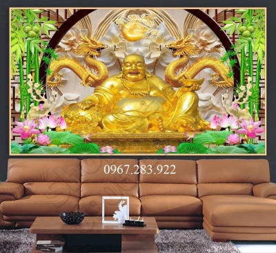 Gạch tranh- Tranh phong thuỷ Phật Di Lặc