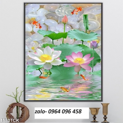 Tranh hoa sen 3d - tranh gạch 3d hoa sen - SKN42