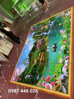 Gạch 3d ảnh thực tế tranh thác nước