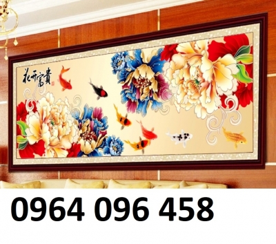 Tranh gạch cá chép hoa mẫu đơn 3d - DAX7444