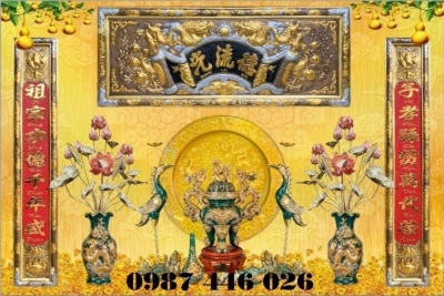 Tranh gạch men phòng thờ Ho6882