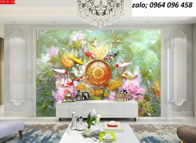 Tranh 3d cá chép - tranh gạch 3d cá chép - MVBB84