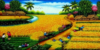 tranh đồng quê - gạch tranh 3d