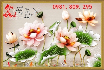 Gạch tranh ốp tường Cha Mẹ hoa sen