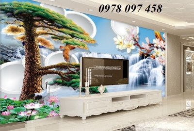 Tranh gạch 3D - tùng và hạc