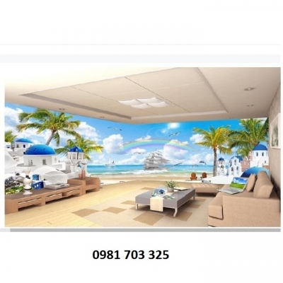 Tranh gạch 3D bãi biển đẹp