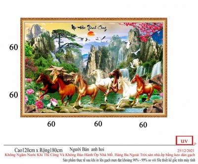 Gạch tranh dán tường phòng khách
