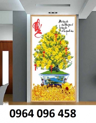 gạch tranh hoa mai vàng 3d - AM66