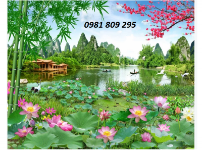 Tranh gạch trang trí phòng- Hoa sen