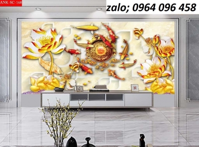 Tranh gạch 3d cửu ngư quần hội - 9555XN