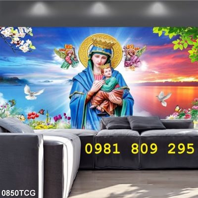 Gạch 3d Đức Mẹ Maria - tranh gạch thiên chúa