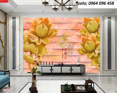 Tranh gạch 3d hoa sen vàng - 93XC