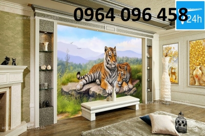 Tranh gạch 3d ốp tường con hổ - LXDC4